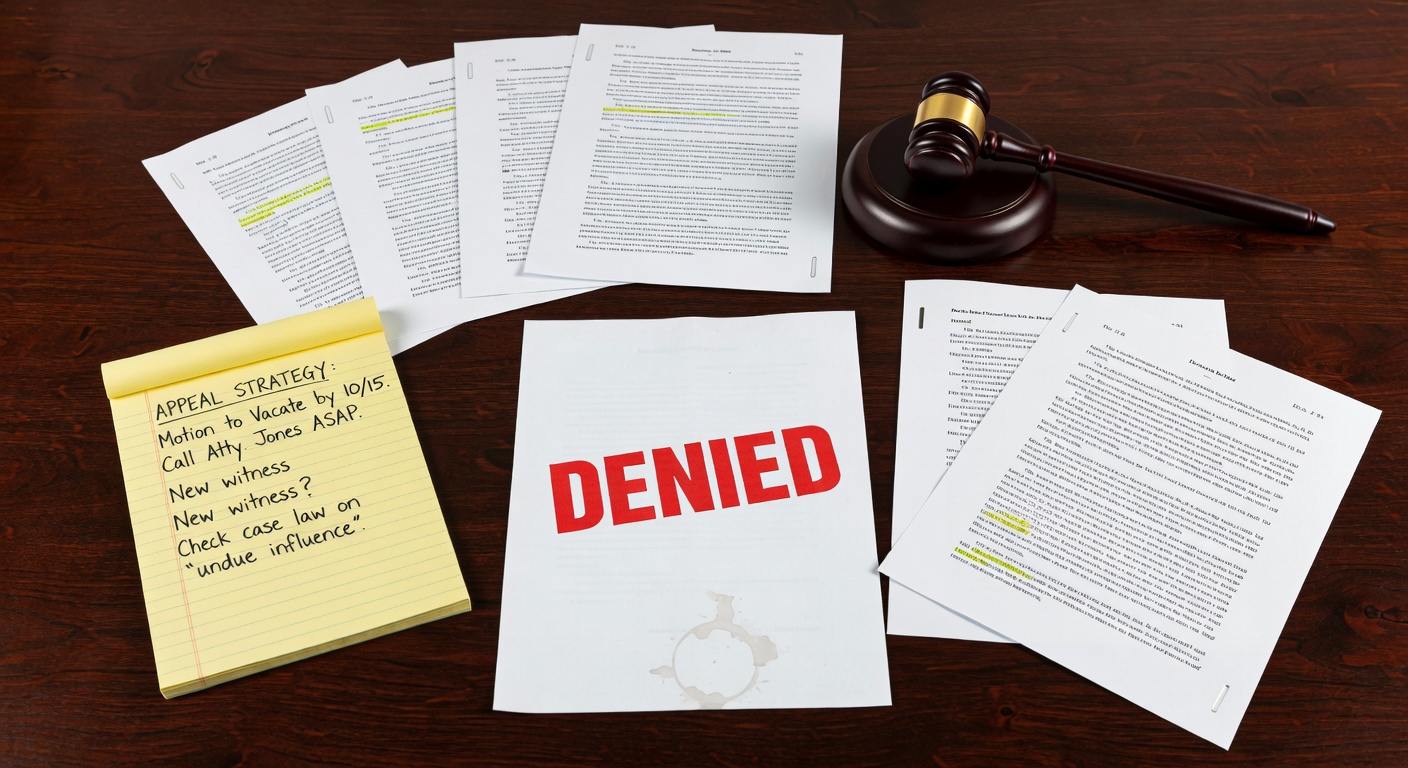 Person reviewing legal documents after asylum denial with multiple paths forward