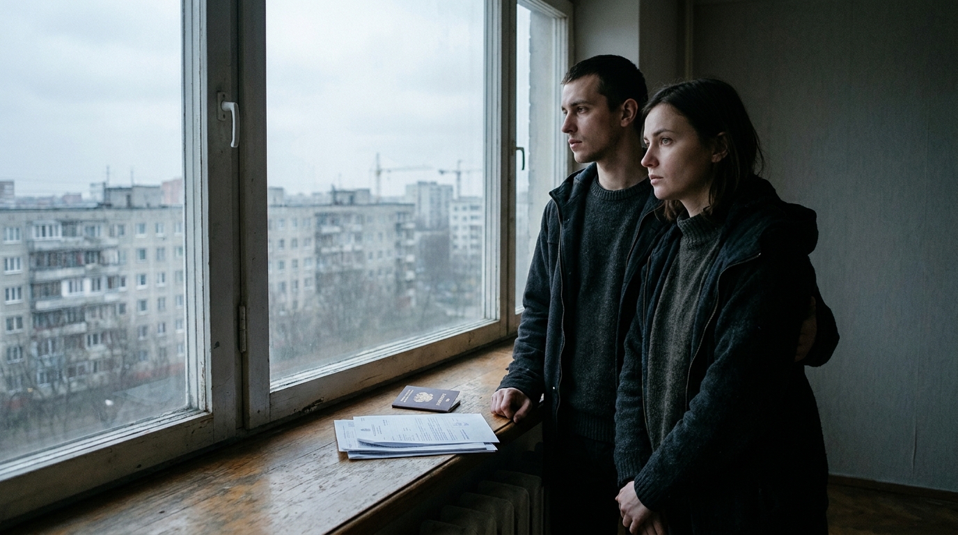 A Russian-speaking asylum seeker meets with an immigration attorney to build a political-opinion claim, reviewing anti-war evidence and country-conditions documents about Russia and Ukraine