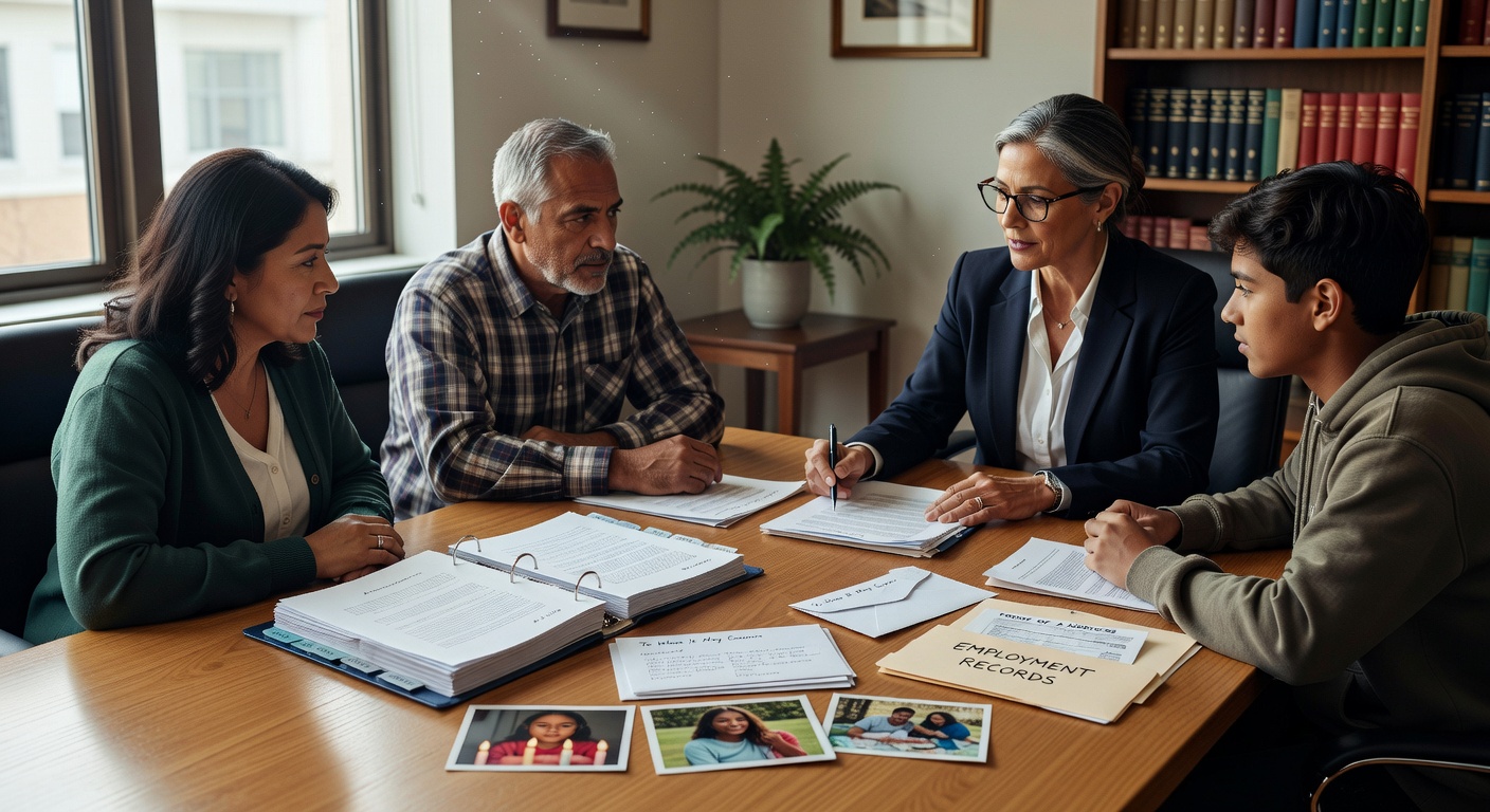 Ҳуқуқшиноси муҳоҷиратӣ дар дафтари корӣ бо оила далелҳои мурофиаи гаравро баррасӣ мекунад